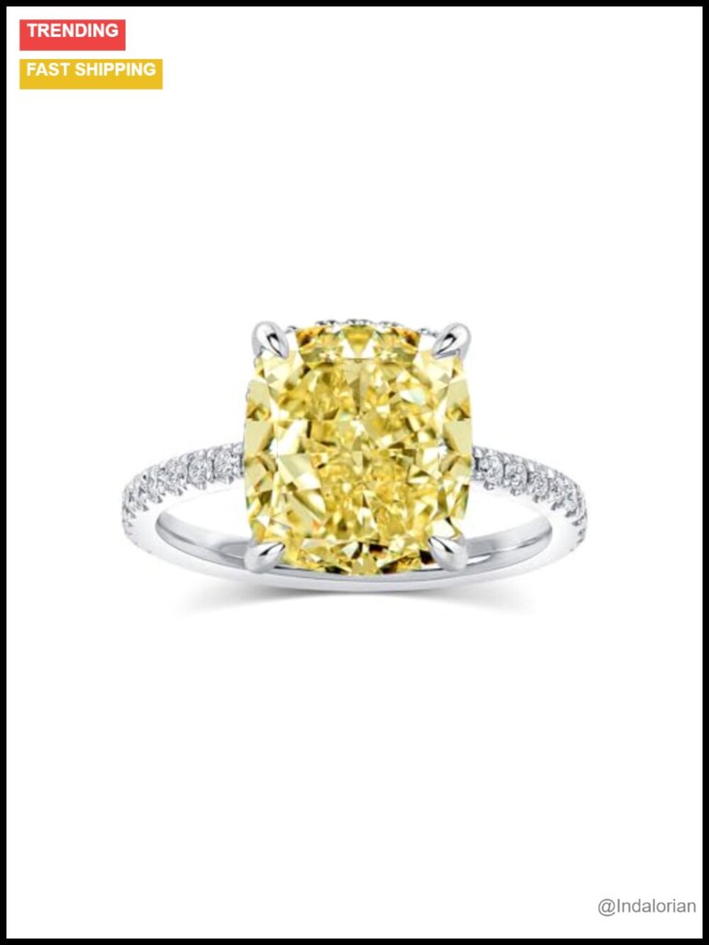 Sterling Silver Cushion Cut 4CT Engagement Ring Promise Ring